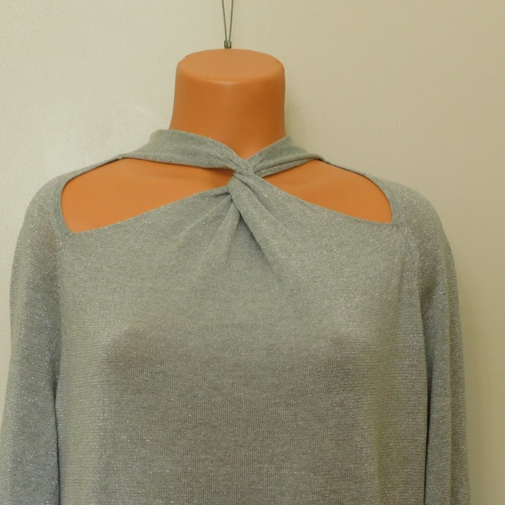 A97 Michael Kors Twist-neck Metallic Sweaterdress - Picture 2 of 3
